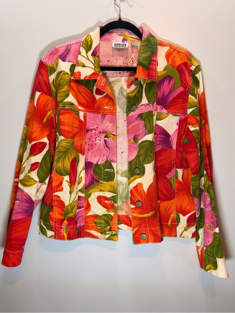 Chico's Floral Cotton Jacket - Pink, Orange & Green - Never Worn
